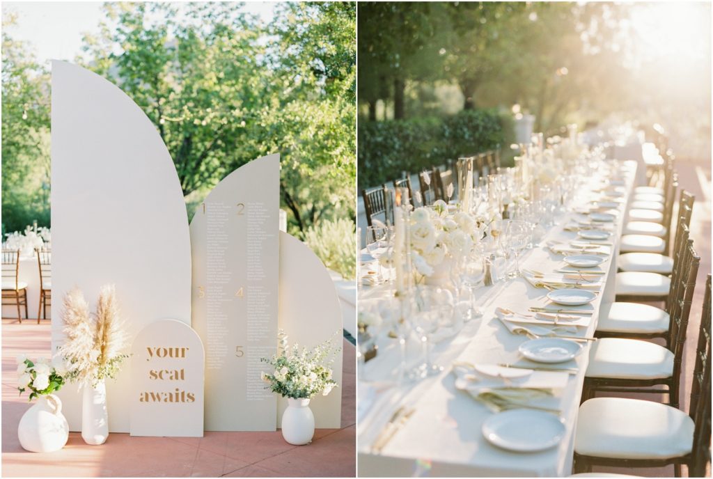 custom seating chart with gold lettering built by the details duo