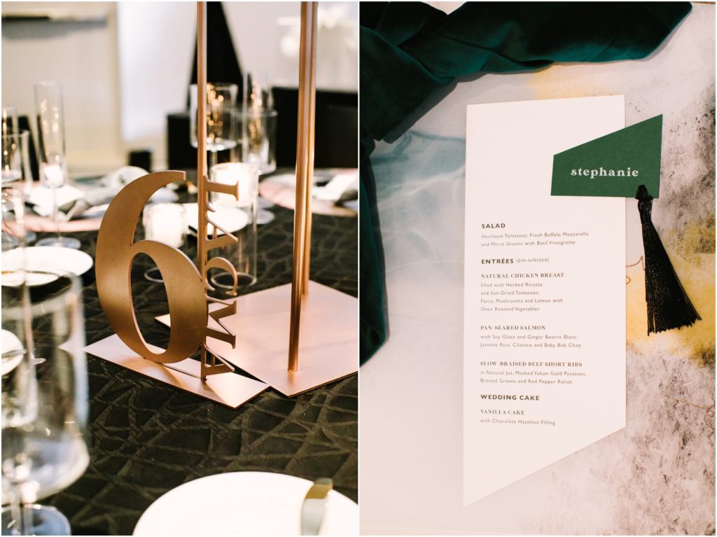 modern art gallery inspired wedding reception tables