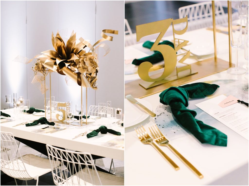 Wedding tablescape ideas, gold table numbers by the details duo