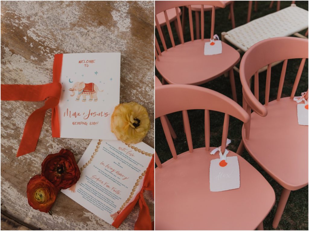 pink wedding ceremony chairs