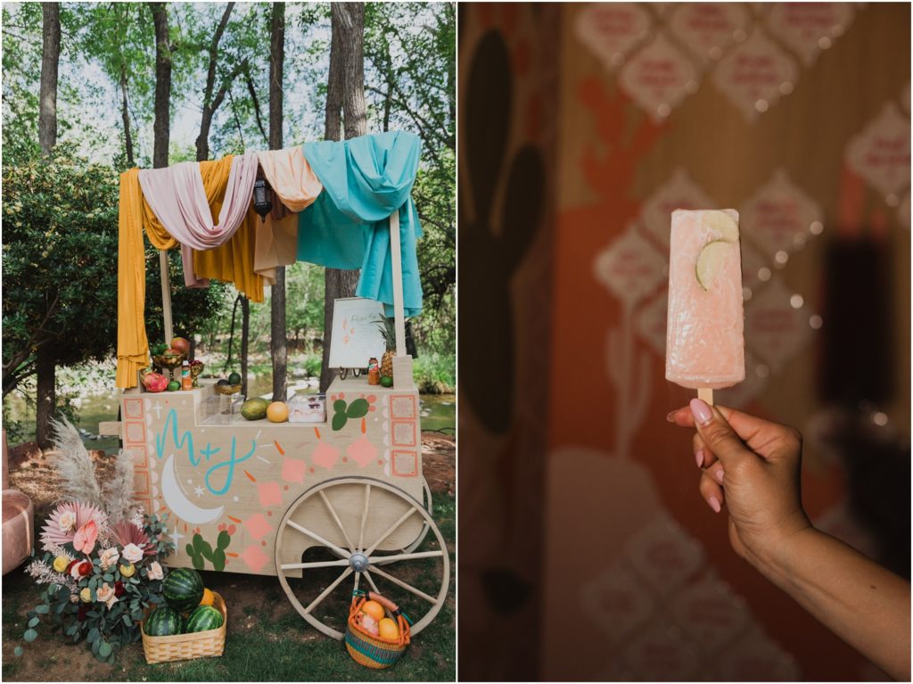 custom popsicle cart for reception created by the details duo, wedding decor in arizona