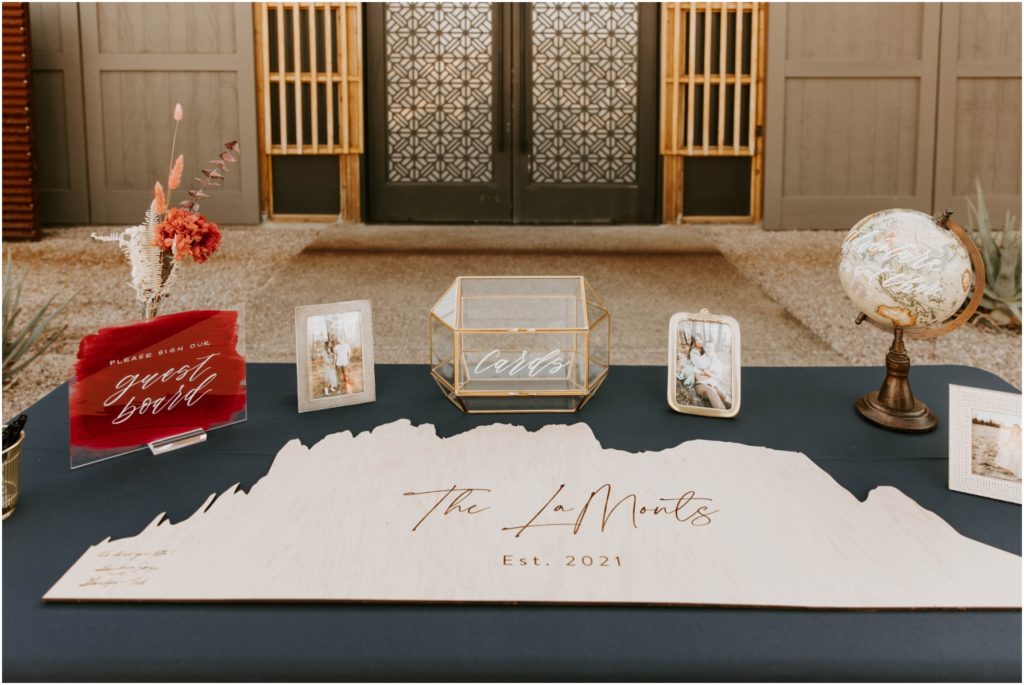 Superstition Mountains Arizona guest board, Arizona wedding guest board, Superstition Mountains laser cut guest board