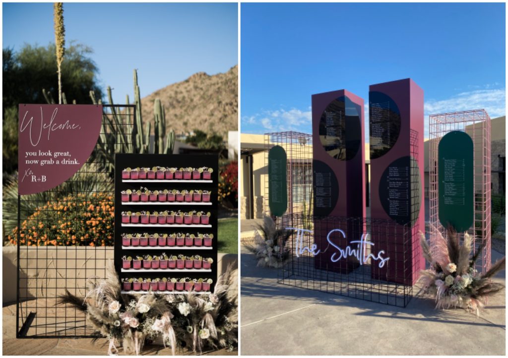 wedding welcome sign display by the Details Duo, custom wedding decor in Arizona
